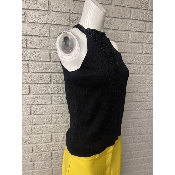 Joseph A Black Silk Beaded Halter Top Size L - Picture 4 of 9